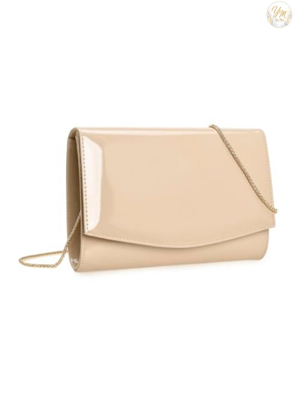 Patent Vegan Leather Flap Clutch Evening Bag Chain Crossbody Purse